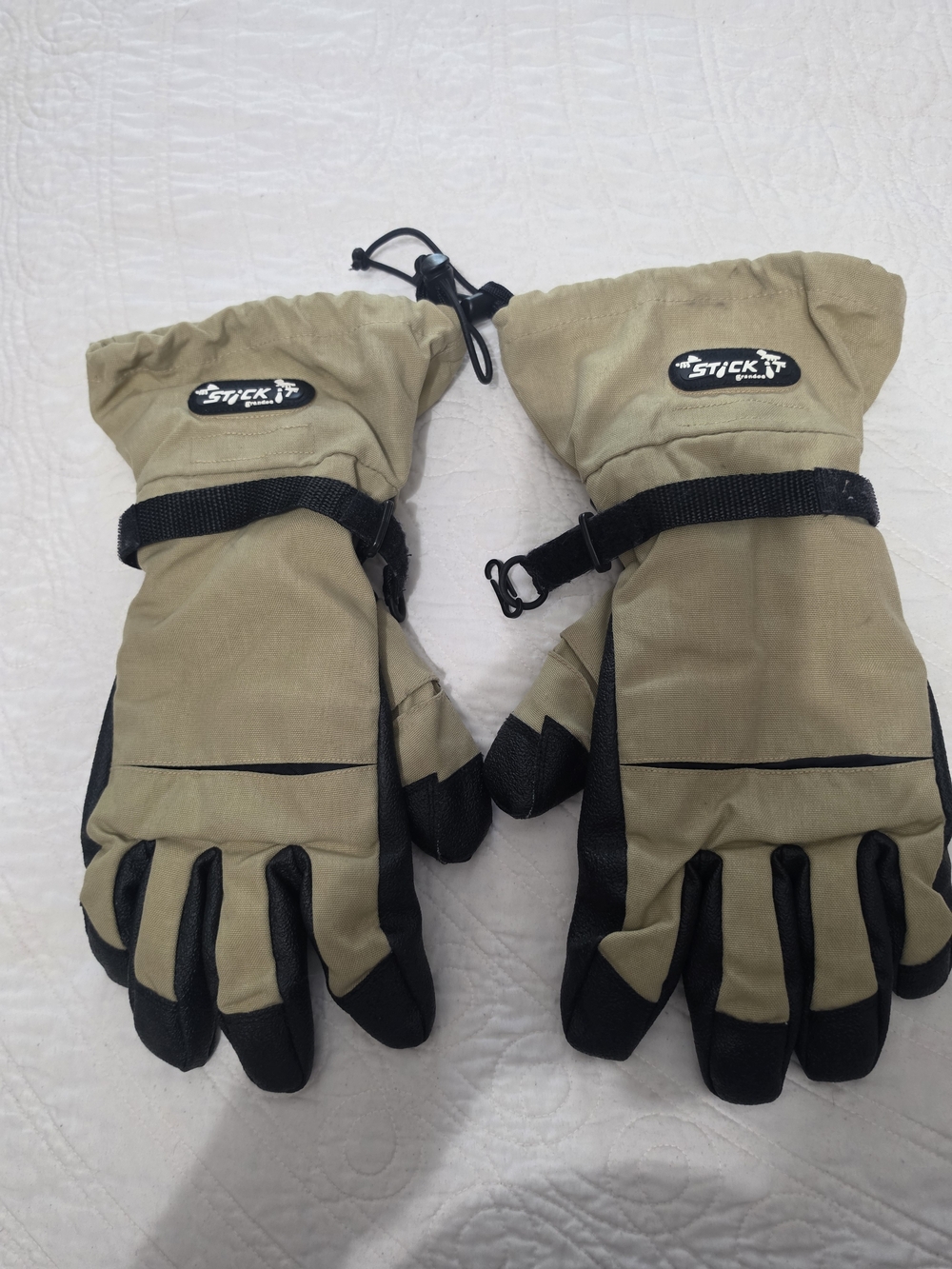 Stick It Tan and Black Insulated Men's Winter Gloves